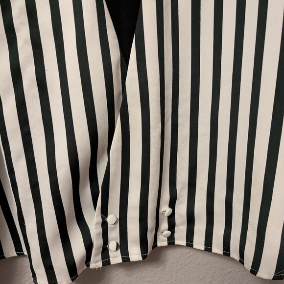 Zara Monochrome Chic Striped Black & White Blouse Sz. XL - Picture 4 of 6